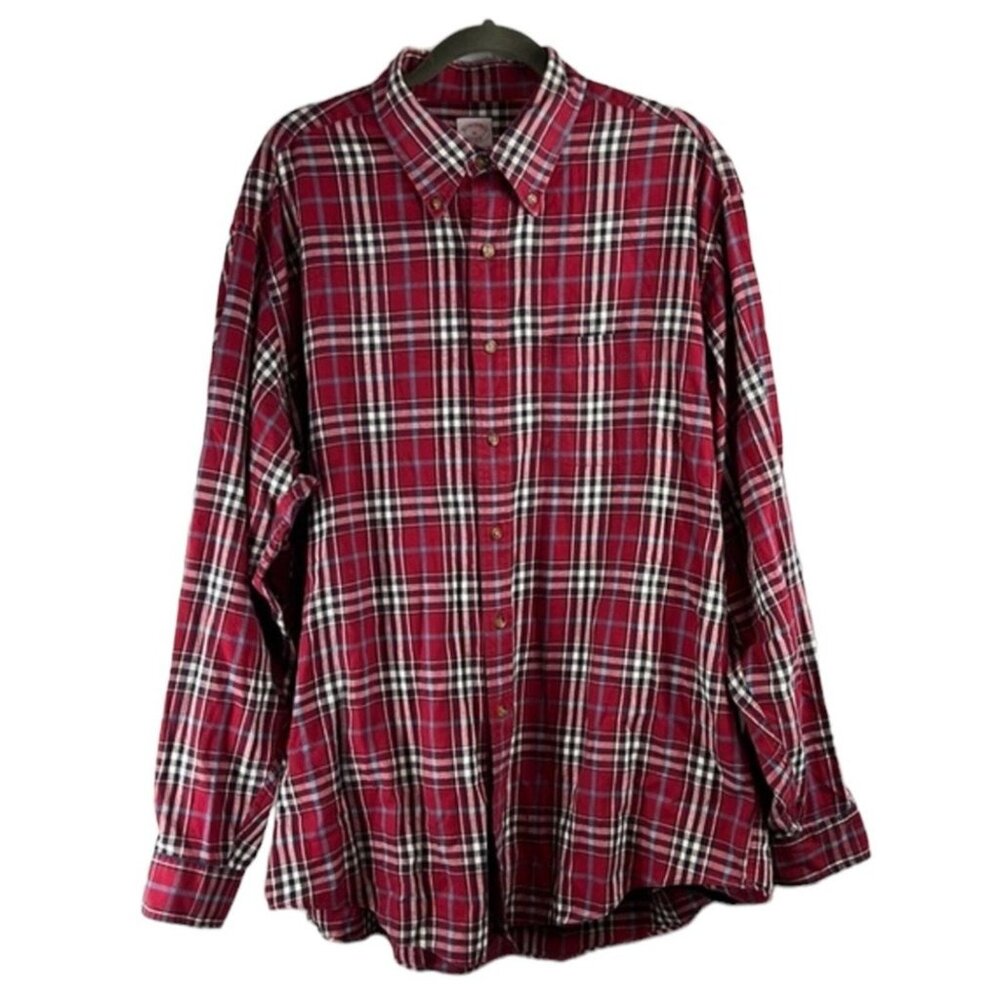 Brooks Brothers mens regular fit plaid button down shirt size XL